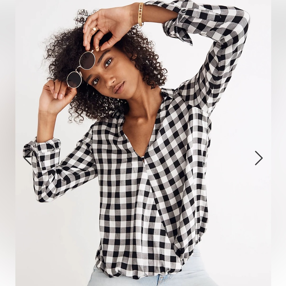 Madewell wrap front shirt in Buffalo check
